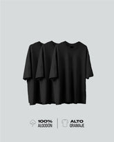 3 camisetas negras silueta oversize para hombre o mujer  - Dynamo brand